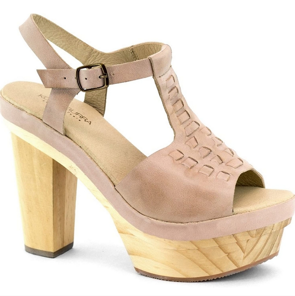 Koolaburra Beige Platform Slingback Sandals - Picture 2 of 15